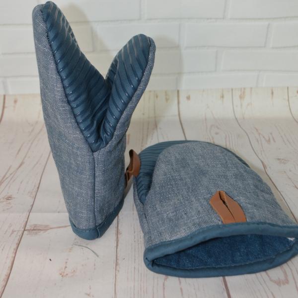 Ovenhandschoenen set van 2 met grip blauw