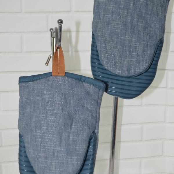 Ovenhandschoenen set van 2 met grip blauw